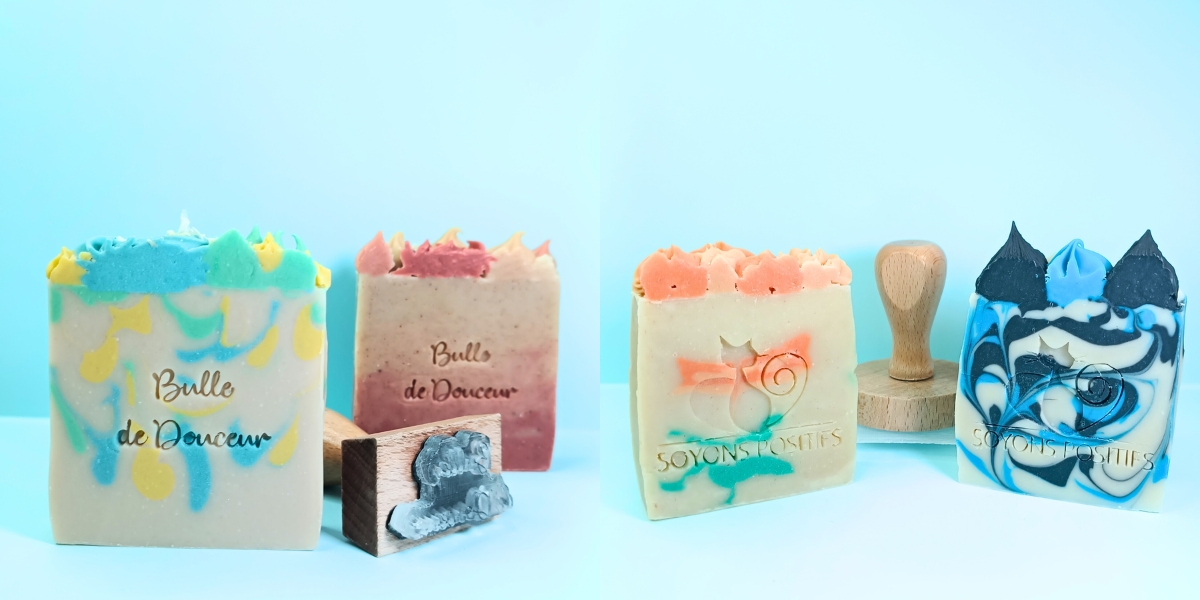 Savons personnalisés pour cadeau mariage baptême ou entreprise - Savonnerie artisanale Cos'mo Atelier - Jura 39