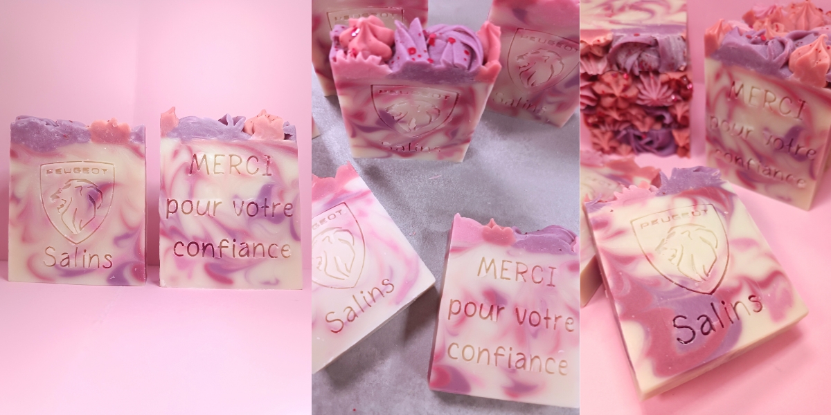 Savons personnalisés pour cadeau mariage baptême ou entreprise - Savonnerie artisanale Cos'mo Atelier - Jura 39